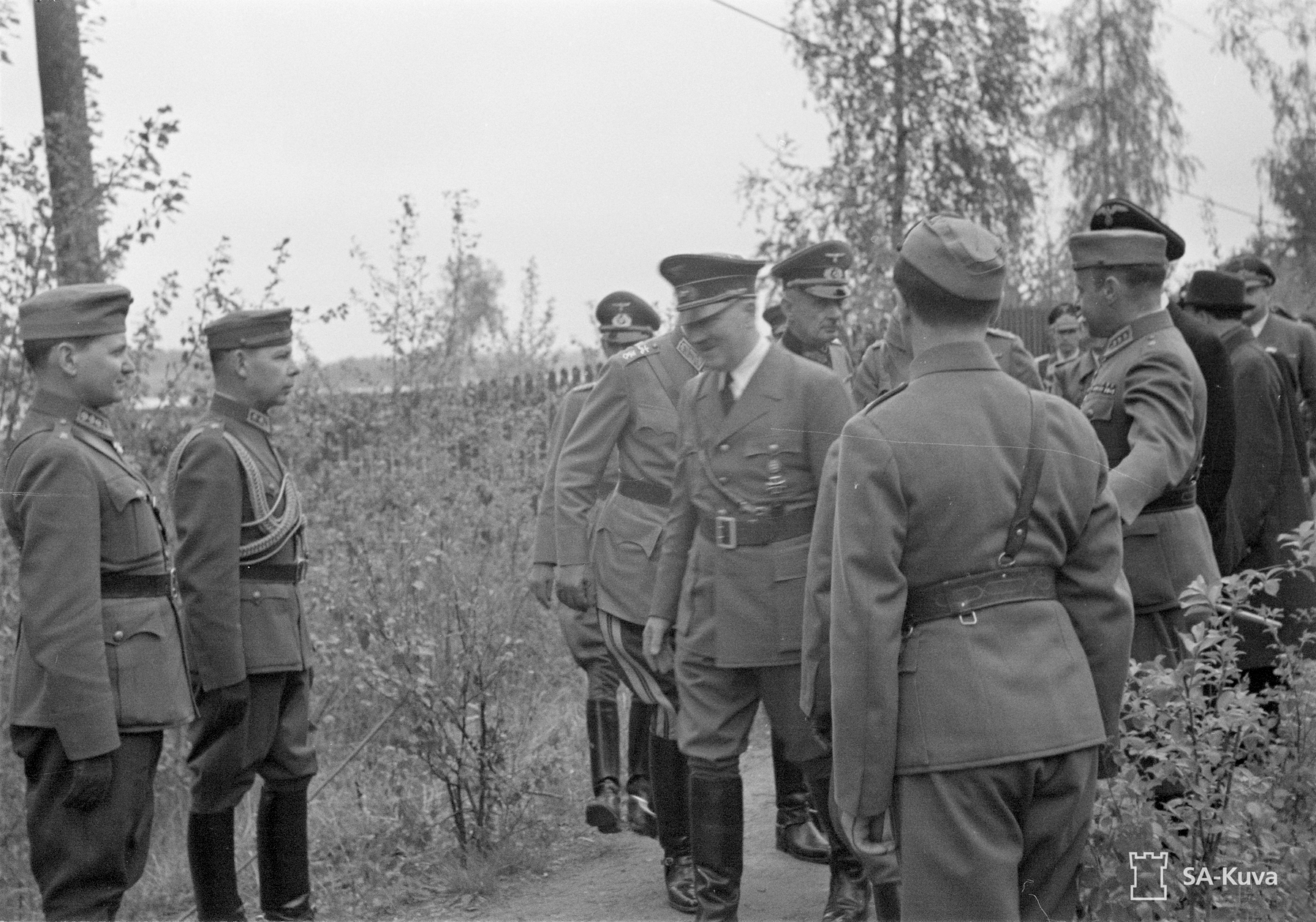 Hitler greets officers during his visit in Finland